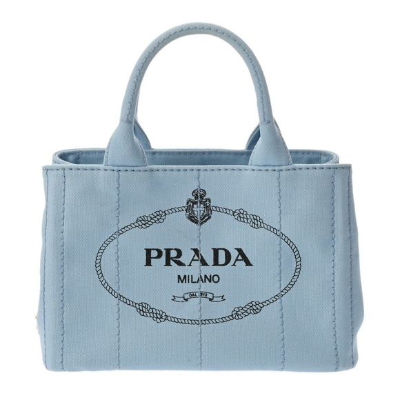 Prada Canapa Tote Light Blue Handbag Back - Picture 1 of 16